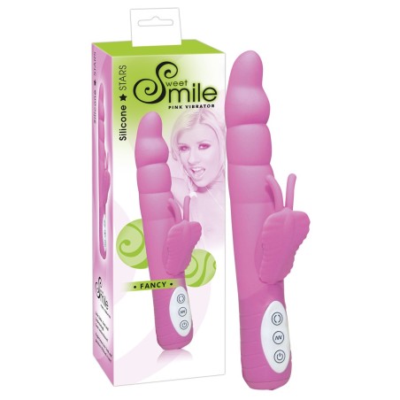 VIBRATORE CON ROTAZIONE E STIMOLAZIONE FANCY ROSA