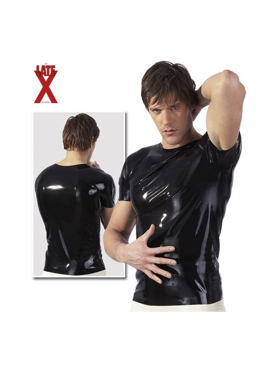 MAGLIA A MANICHE CORTE IN LATEX NERO