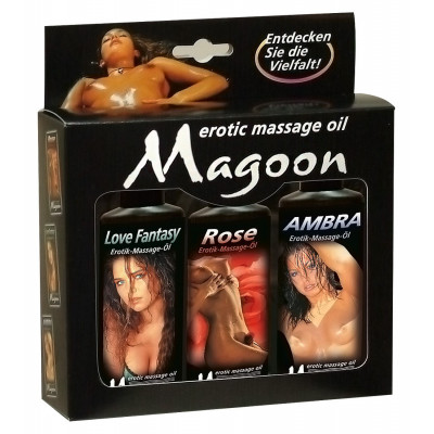 SET 3 PEZZI ASSORTITI OLII PER MASSAGGI MAGOON - 100 ML