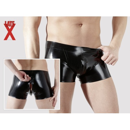 BOXER IN LATEX NERO CON CHIUSURA ZIP