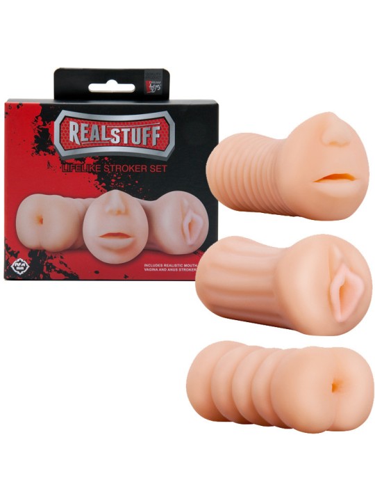 KIT 3 MASTURBATORI "BOCCA - VAGINA - ANO" REALSTUFF