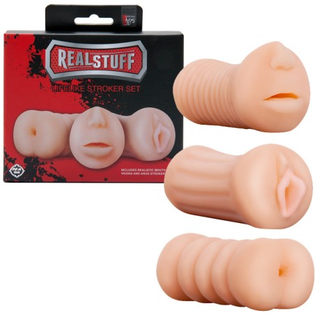 KIT 3 MASTURBATORI BOCCA - VAGINA - ANO REALSTUFF